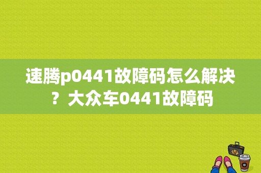 速腾p0441故障码怎么解决？大众车0441故障码-图1
