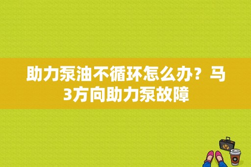 助力泵油不循环怎么办？马3方向助力泵故障-图1