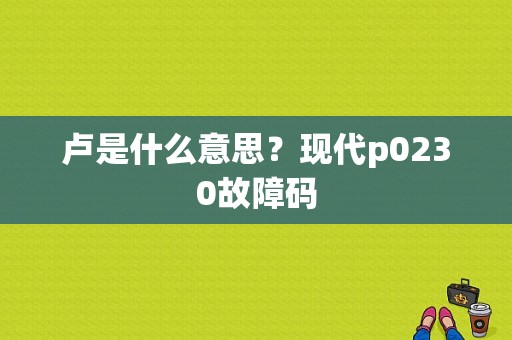 卢是什么意思？现代p0230故障码-图1