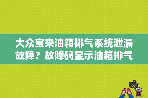 大众宝来油箱排气系统泄漏故障？故障码显示油箱排气-图1