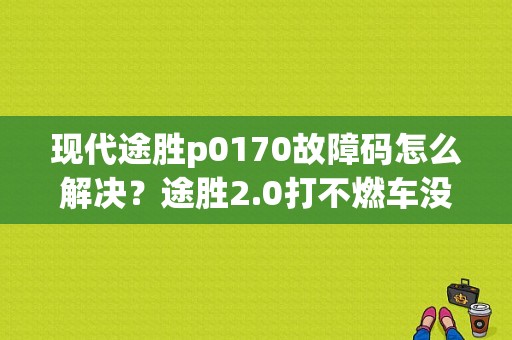 现代途胜p0170故障码怎么解决？途胜2.0打不燃车没故障码-图1