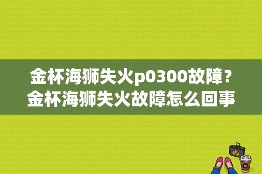 金杯海狮失火p0300故障？金杯海狮失火故障怎么回事