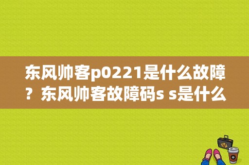 东风帅客p0221是什么故障？东风帅客故障码s s是什么意思-图1