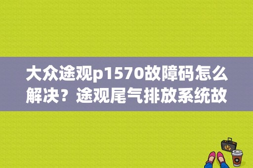 大众途观p1570故障码怎么解决？途观尾气排放系统故障-图1