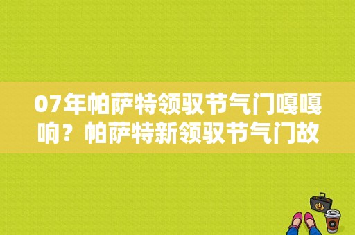 07年帕萨特领驭节气门嘎嘎响？帕萨特新领驭节气门故障-图1