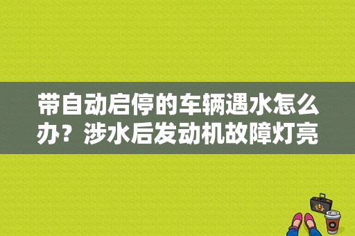 带自动启停的车辆遇水怎么办？涉水后发动机故障灯亮加油门跑不动-图1