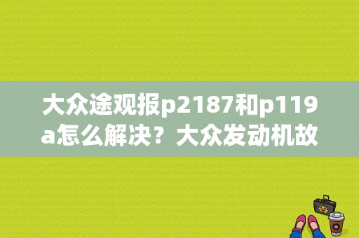 大众途观报p2187和p119a怎么解决？大众发动机故障p119a-图1