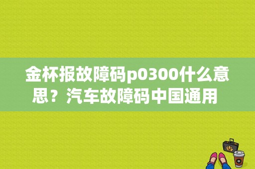 金杯报故障码p0300什么意思？汽车故障码中国通用 P0300-图1