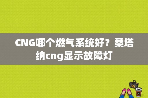 CNG哪个燃气系统好？桑塔纳cng显示故障灯-图1
