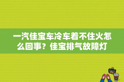 一汽佳宝车冷车着不住火怎么回事？佳宝排气故障灯-图1