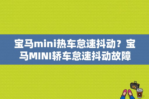 宝马mini热车怠速抖动？宝马MINI轿车怠速抖动故障检修-图1