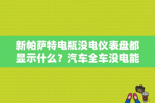 新帕萨特电瓶没电仪表盘都显示什么？汽车全车没电能查故障码-图1
