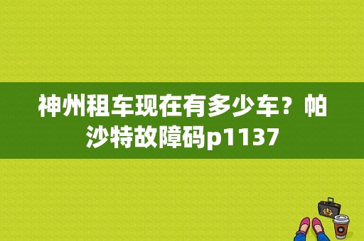 神州租车现在有多少车？帕沙特故障码p1137-图1
