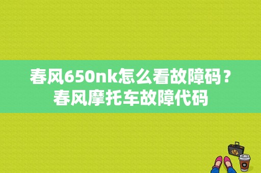 春风650nk怎么看故障码？春风摩托车故障代码-图1