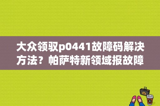 大众领驭p0441故障码解决方法？帕萨特新领域报故障停车机油压力-图1