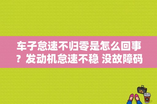 车子怠速不归零是怎么回事？发动机怠速不稳 没故障码-图1