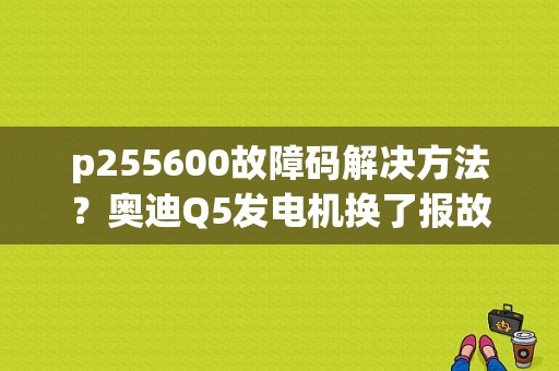 p255600故障码解决方法？奥迪Q5发电机换了报故障吗-图1