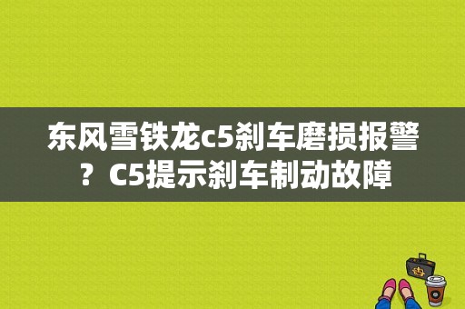 东风雪铁龙c5刹车磨损报警？C5提示刹车制动故障-图1