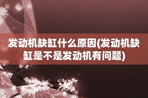 什么是缺缸?如何缺缸故障-图4 什么是缺缸?如何缺缸故障-图4